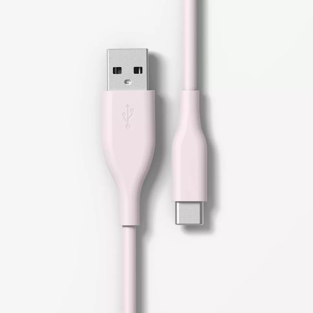 Usb-A To Usb-C Soft Charging Cable, Extended Length Power And Data Sync Cord In Pastel Pink