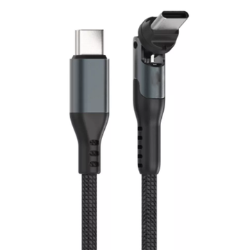 360 Degree Rotatable Usb-C To Usb-C Braided Cord, Adjustable Swivel Connector Charging And Data Transfer Cable