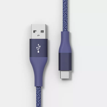 10Ft Usb-A To Usb-C Woven Connection Cord, Extended Range Charging And Data Transfer Cable In Deep Purple