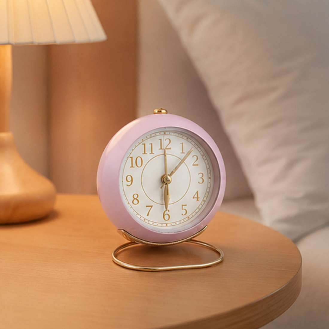 Vintage Round Analog Wake-Up Clock, Elegant Desktop Timepiece For Bedroom And Workspace Styling