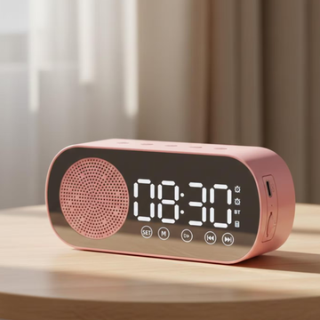 Dual-Purpose Digital Alarm Clock Speaker, Wireless Audio Player With LED Time Display For Desk And Bedside